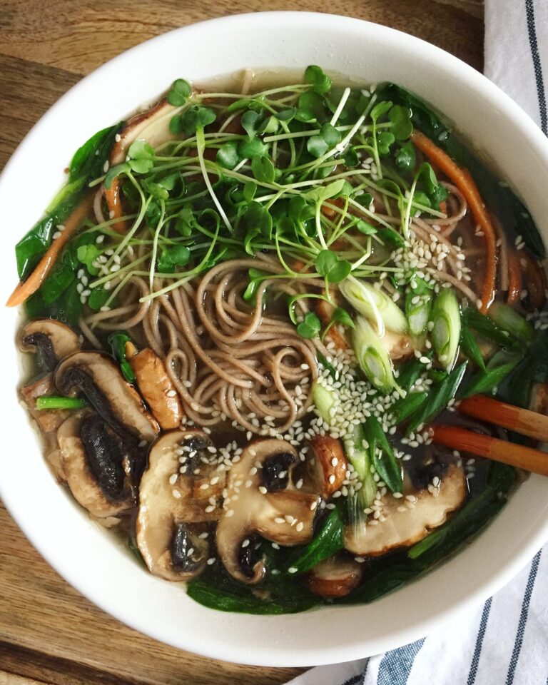Miso Vegetable Noodle Soup. - harvestandnourish.com