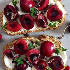 Sweet Cherry Ricotta Toasts. - harvestandnourish.com