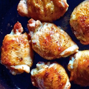 Skillet Roasted Chicken Thighs. - harvestandnourish.com