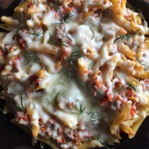 Cheesy Baked Turkey Penne. - harvestandnourish.com