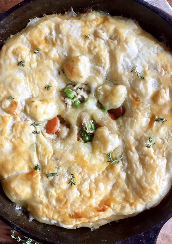 Skillet Chicken Pot Pie with Puff Pastry. - harvestandnourish.com