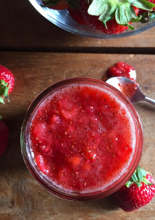 4-Ingredient Chia Seed Strawberry Jam. - harvestandnourish.com