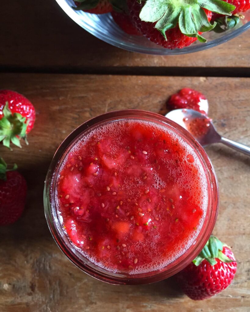 4-Ingredient Chia Seed Strawberry Jam. - harvestandnourish.com