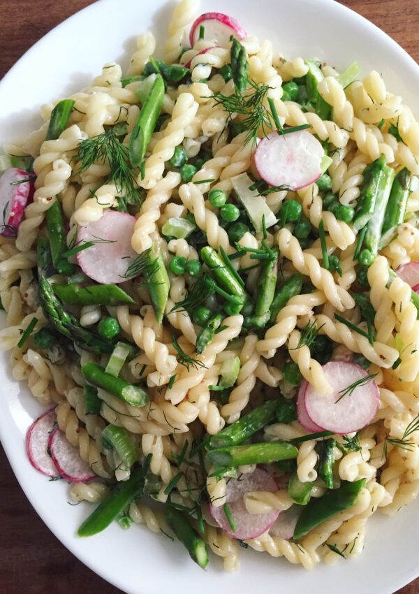 Honey Dijon Asparagus Pasta Salad. - harvestandnourish.com