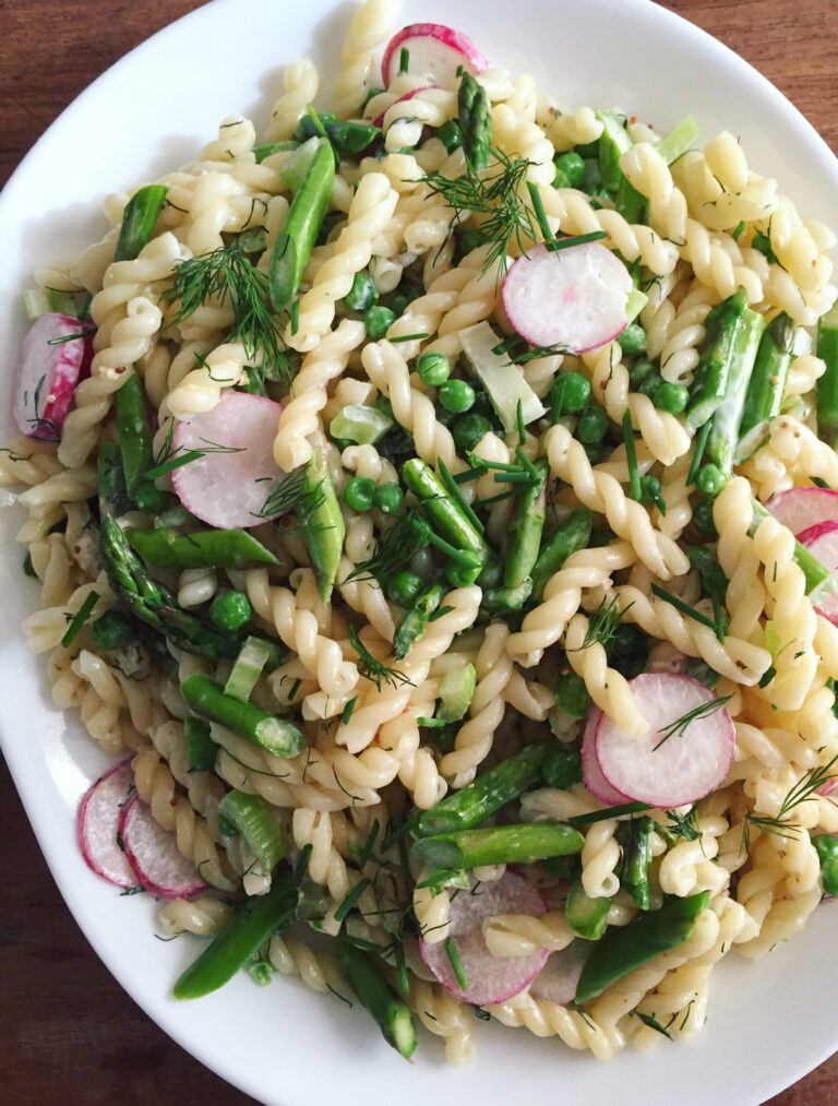Honey Dijon Asparagus Pasta Salad. - harvestandnourish.com
