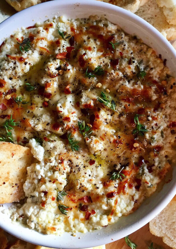 Roasted Garlic Baked Ricotta. - harvestandnourish.com