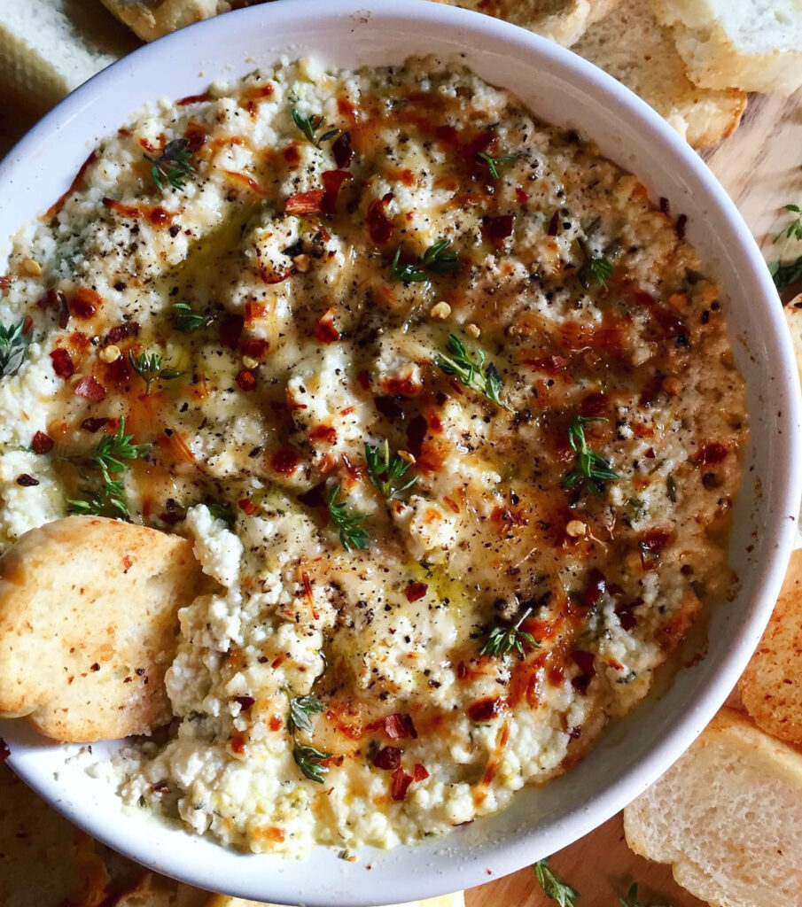 Roasted Garlic Baked Ricotta. - harvestandnourish.com