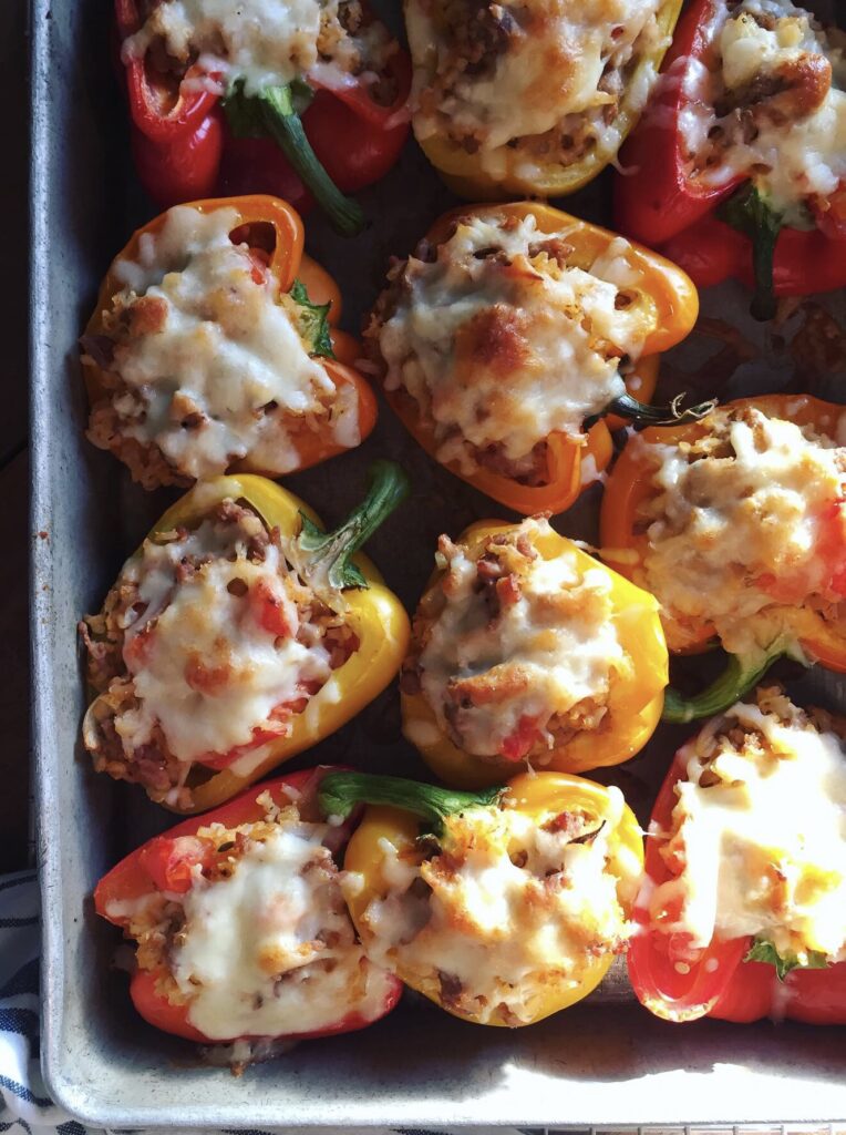 Turkey Stuffed Roasted Peppers. - harvestandnourish.com