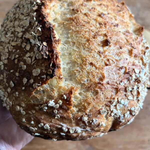 No-Knead Honey Oat Artisan Bread