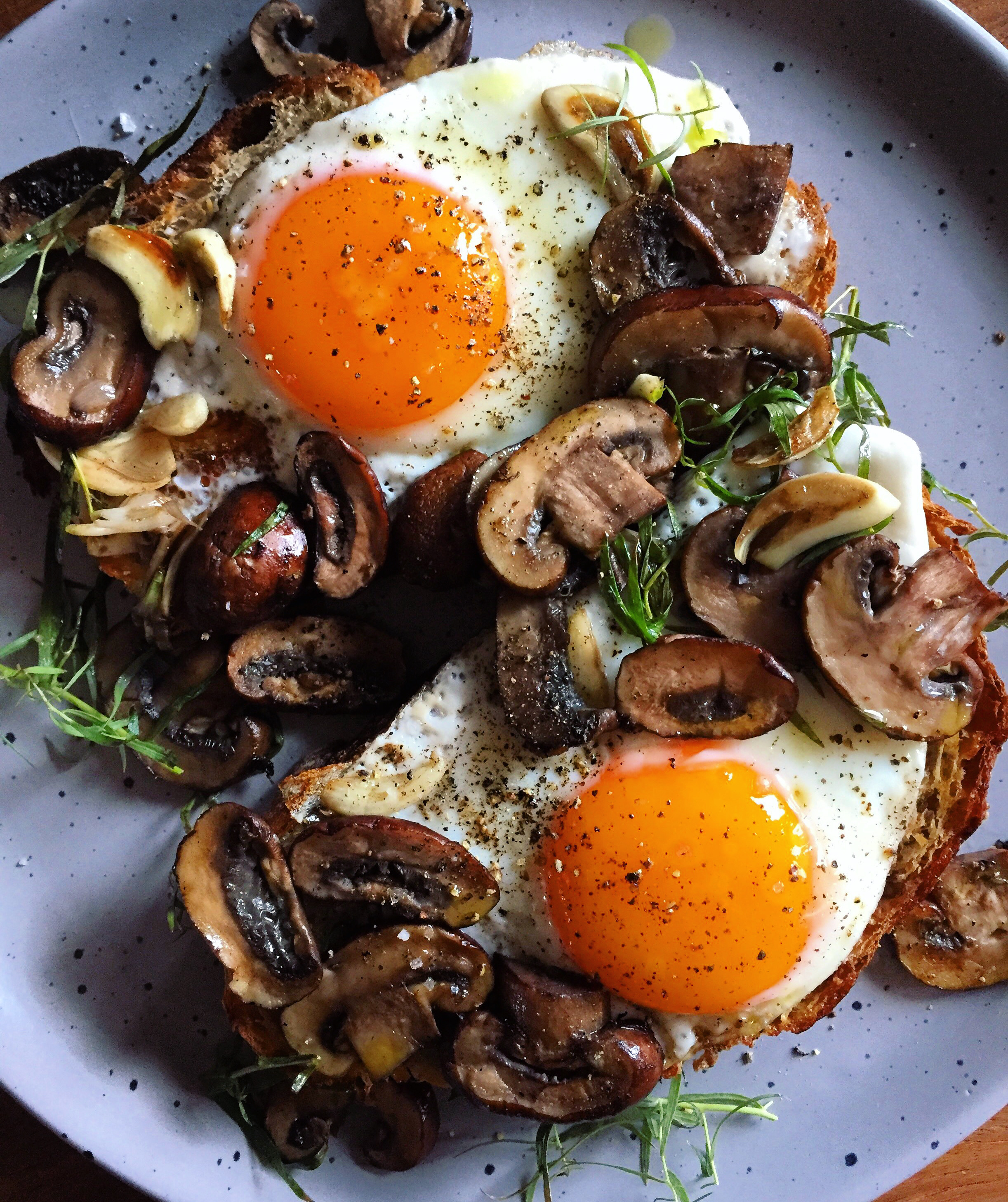 Mushroom Toasts with Eggs and Tarragon. - harvestandnourish.com