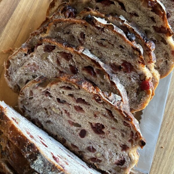No-Knead Cranberry Walnut Artisan Bread
