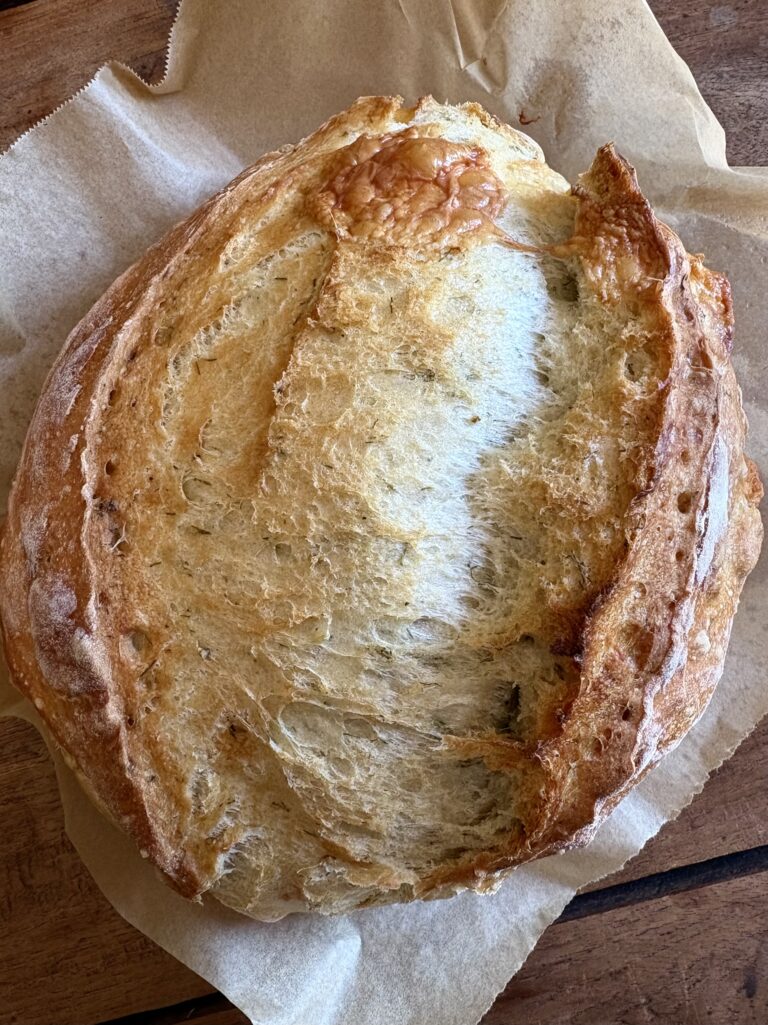 No-Knead Dill Gouda Artisan Bread. - harvestandnourish.com