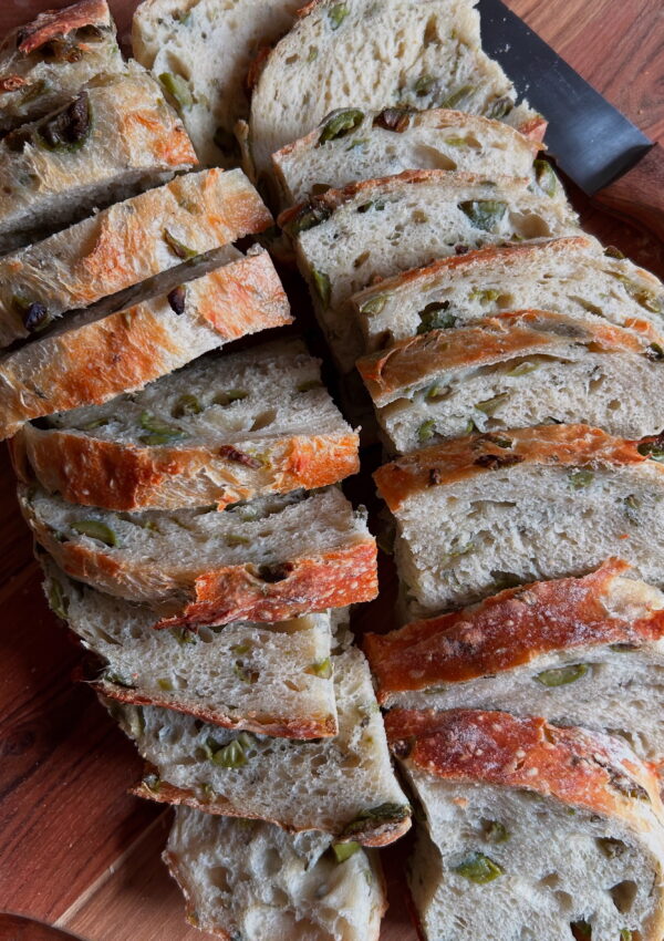 Green Olive & Rosemary Artisan Bread | harvestandnourish.com