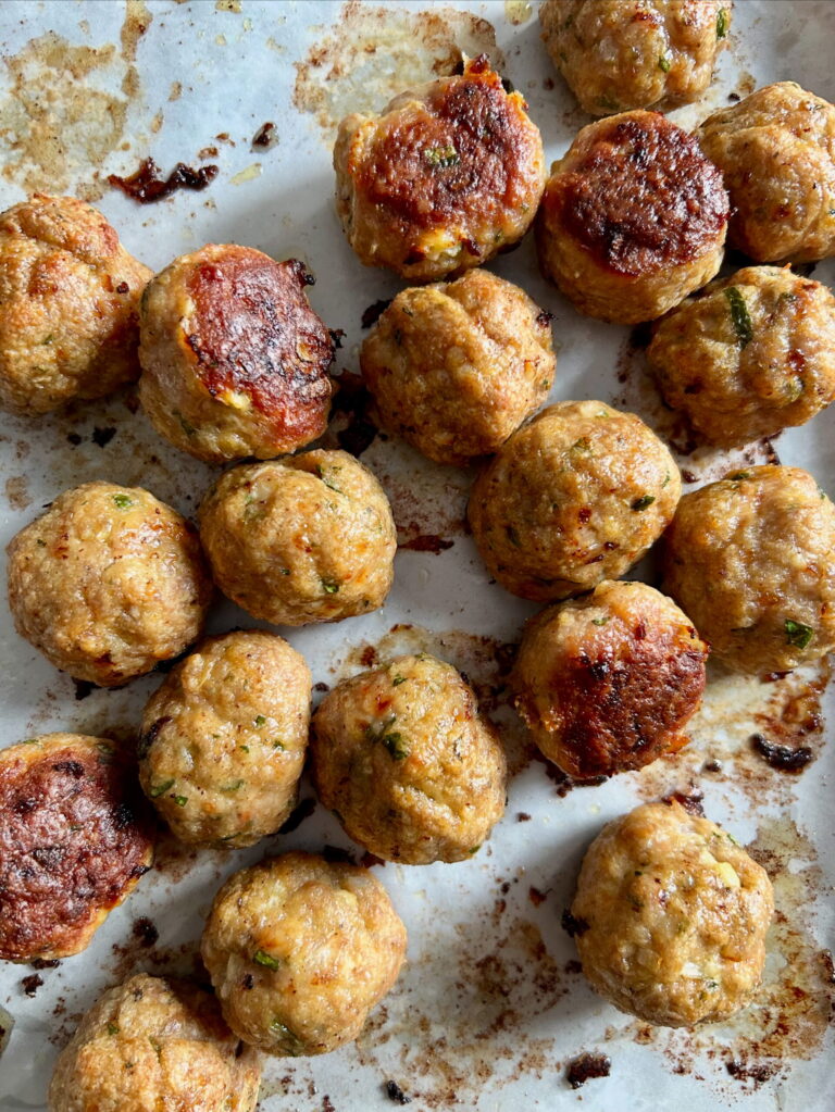 Baked Rosemary Chicken Meatballs. - harvestandnourish.com