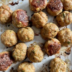 Baked Rosemary Chicken Meatballs. - harvestandnourish.com