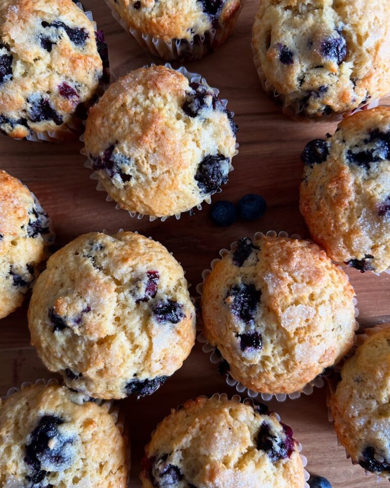 Bakery Style Blueberry Muffins. - harvestandnourish.com