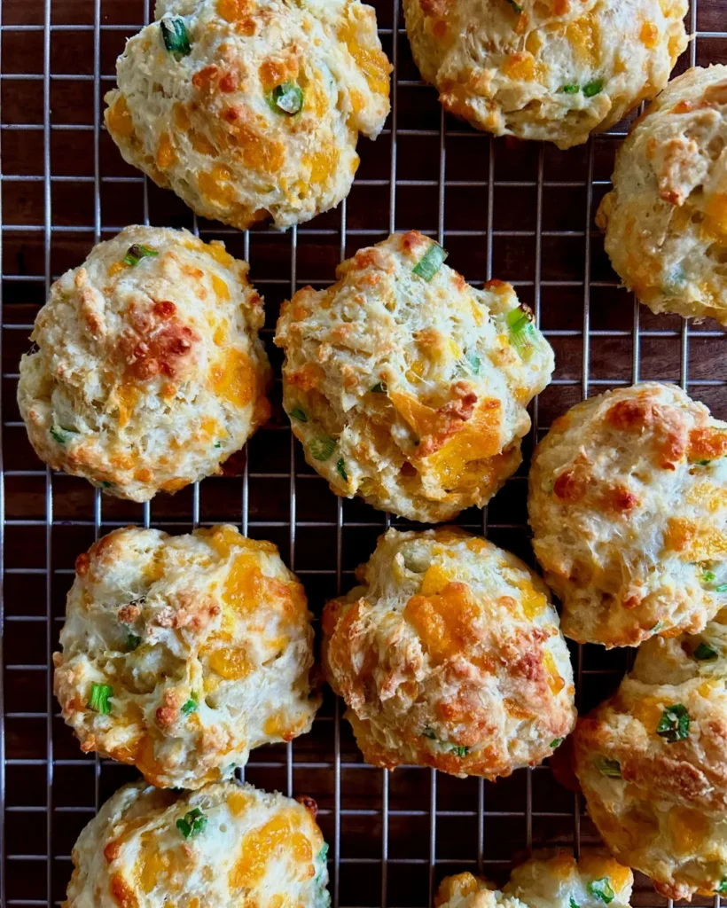 Cheddar Scallion Drop Biscuits. - harvestandnourish.com