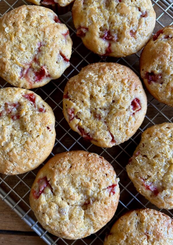 Strawberry Muffins with Lemon Sugar. - harvestandnourish.com