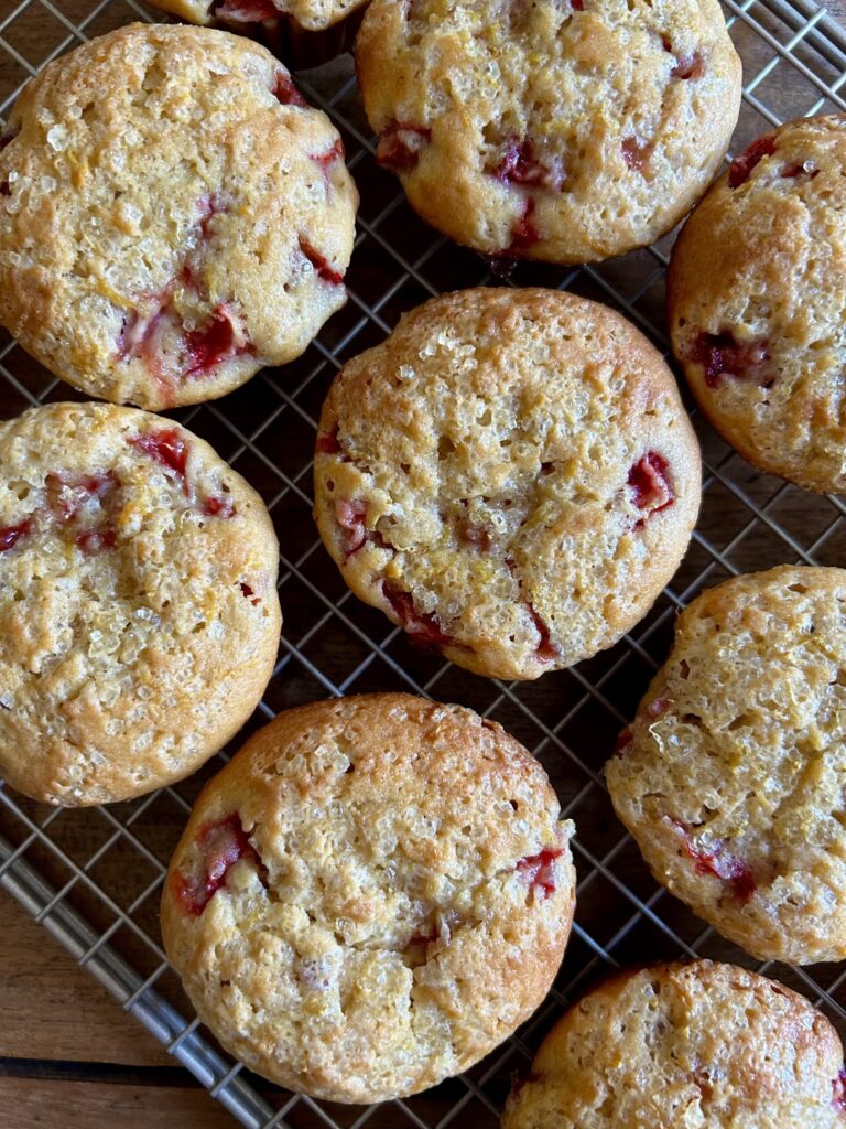 Strawberry Muffins with Lemon Sugar. - harvestandnourish.com