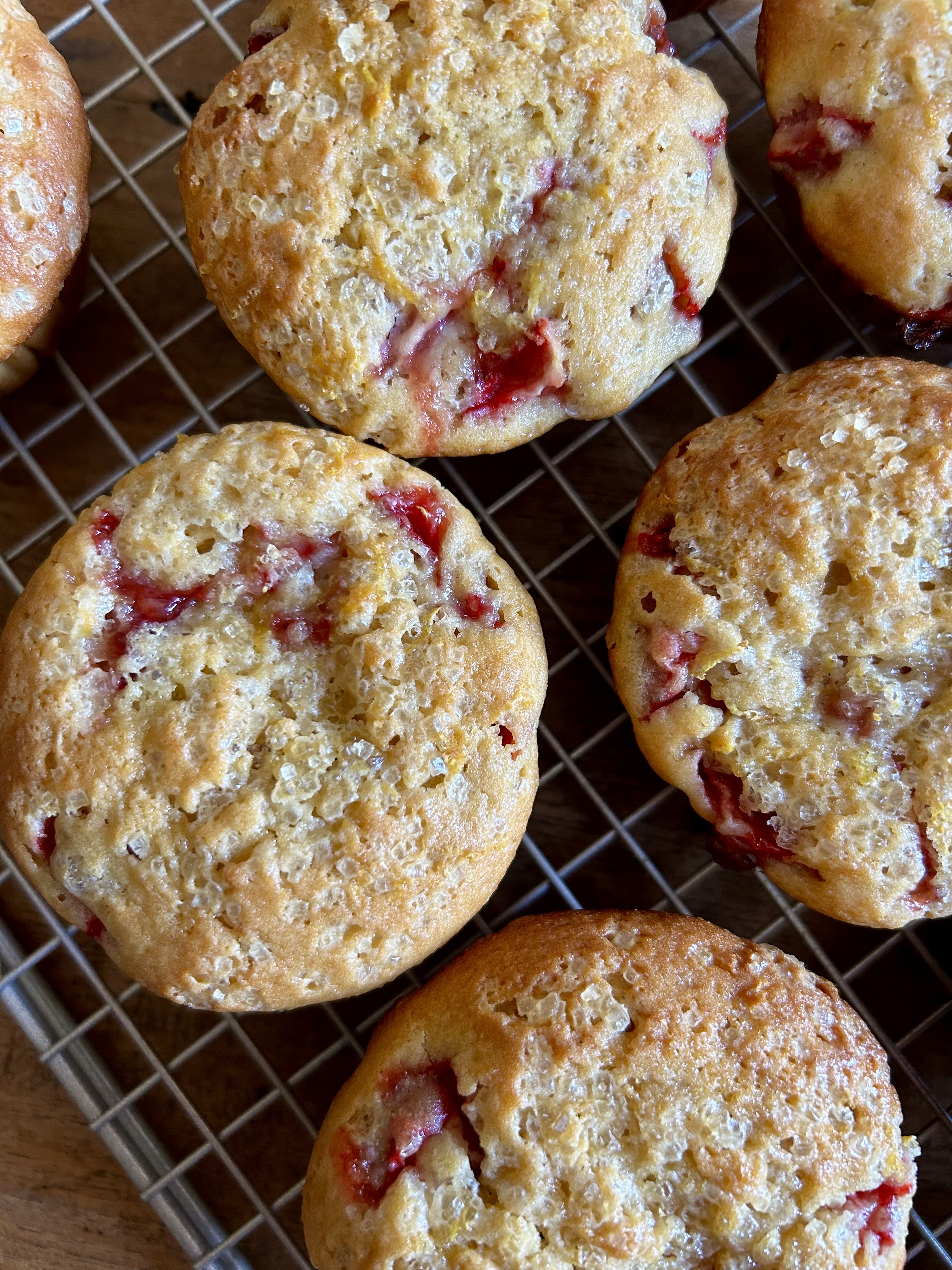 Strawberry Muffins with Lemon Sugar. - harvestandnourish.com