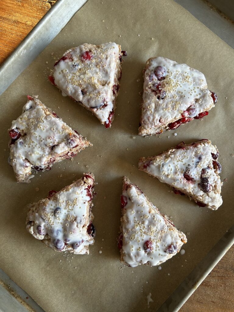 Bakery-Style Cranberry Orange Scones - harvestandnourish.com