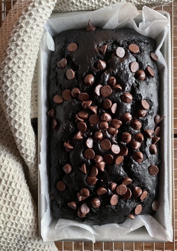 Double Chocolate Banana Bread. - harvestandnourish.com