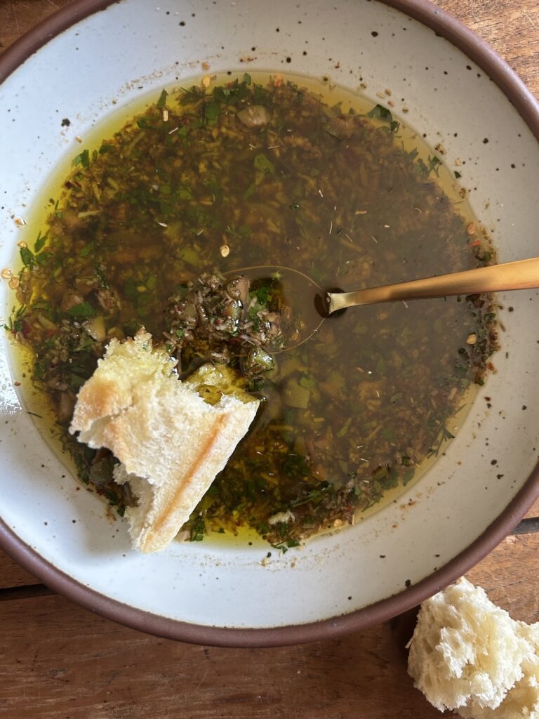 Herb & Olive Bread Dipping Oil. - harvestandnourish.com