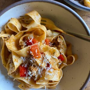 Pappardelle with Sausage and Peppers. - harvestandnourish.com