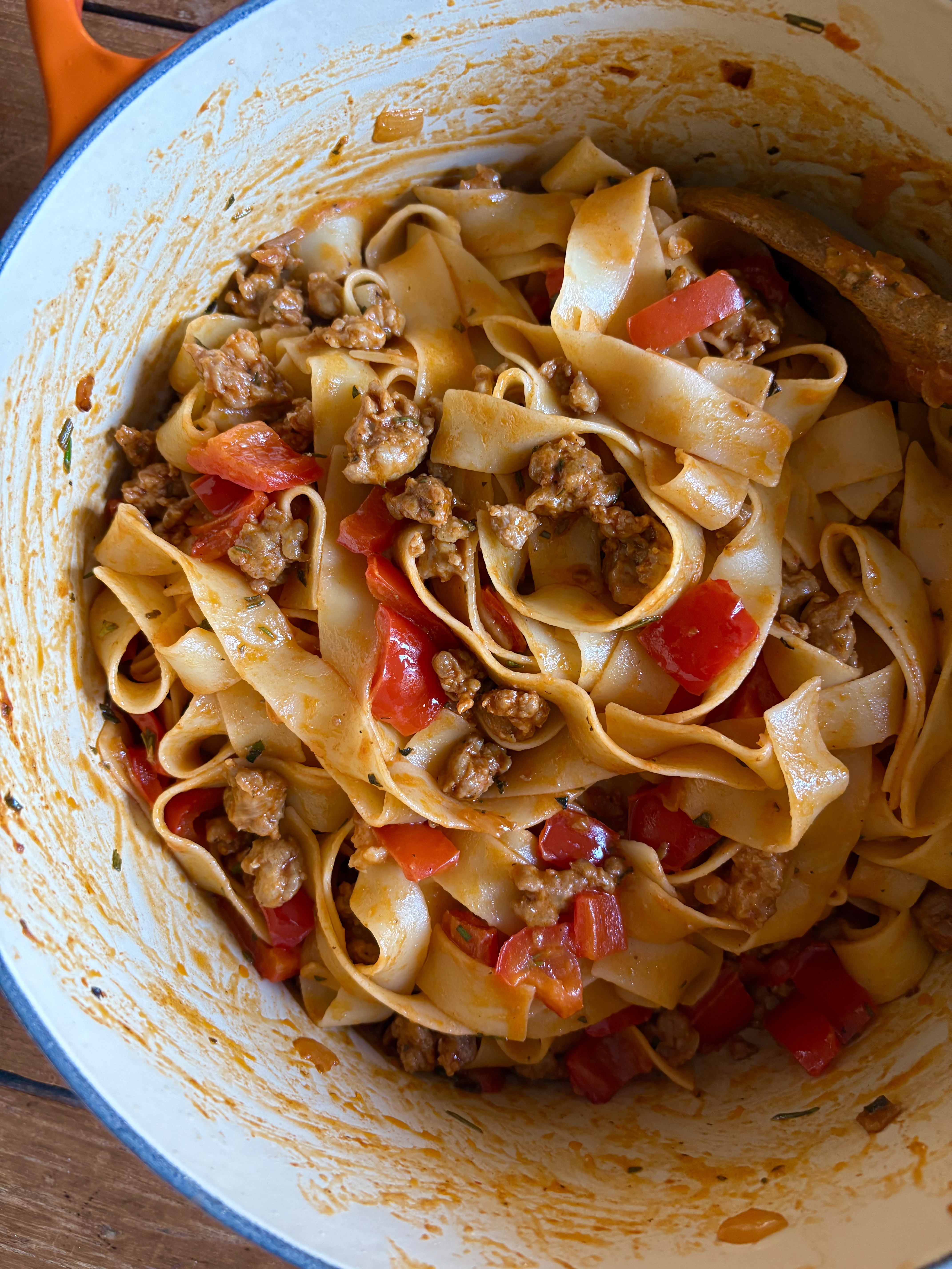 Pappardelle with Sausage and Peppers. - harvestandnourish.com