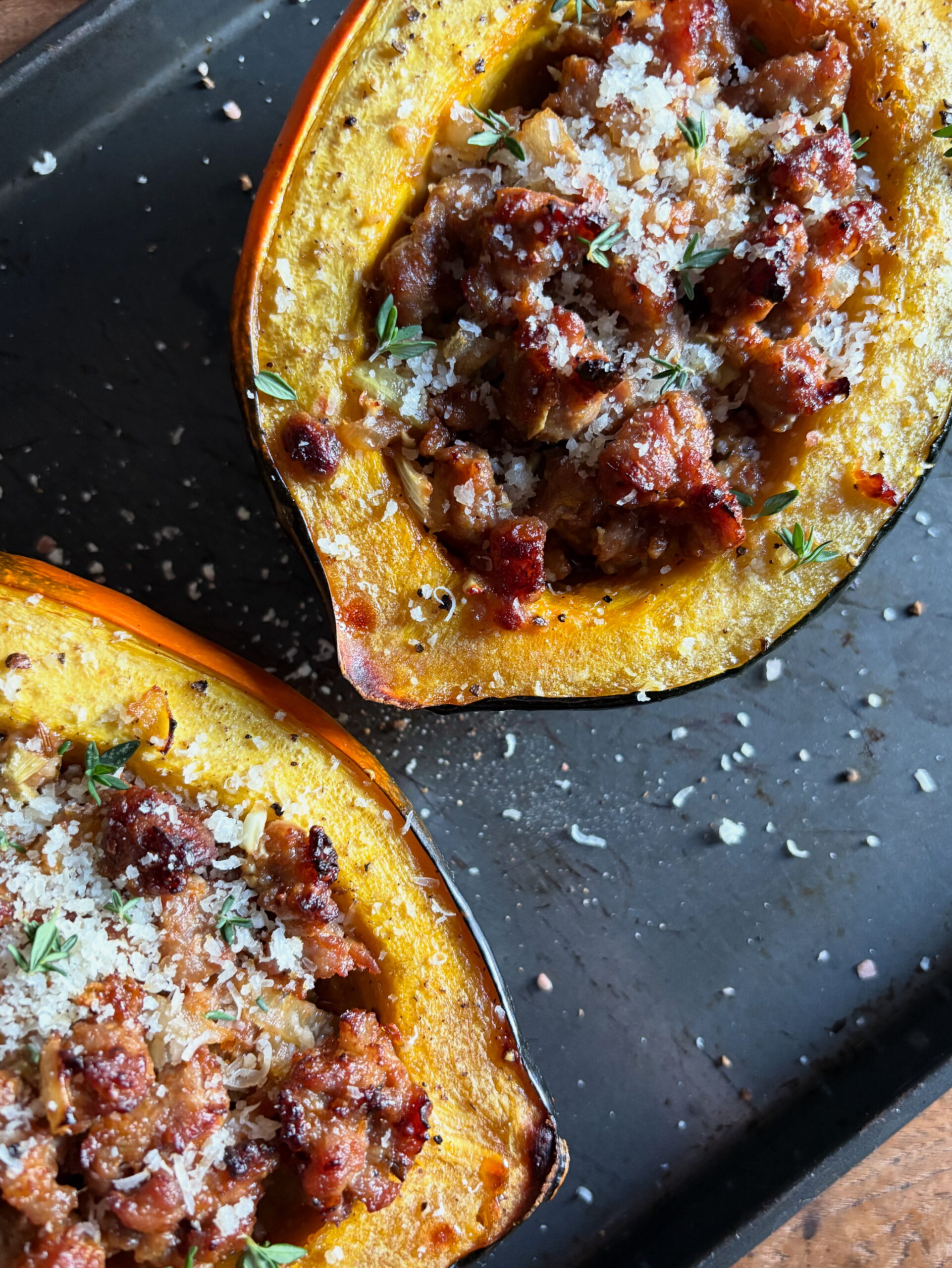 Sausage Stuffed Acorn Squash. - harvestandnourish.com