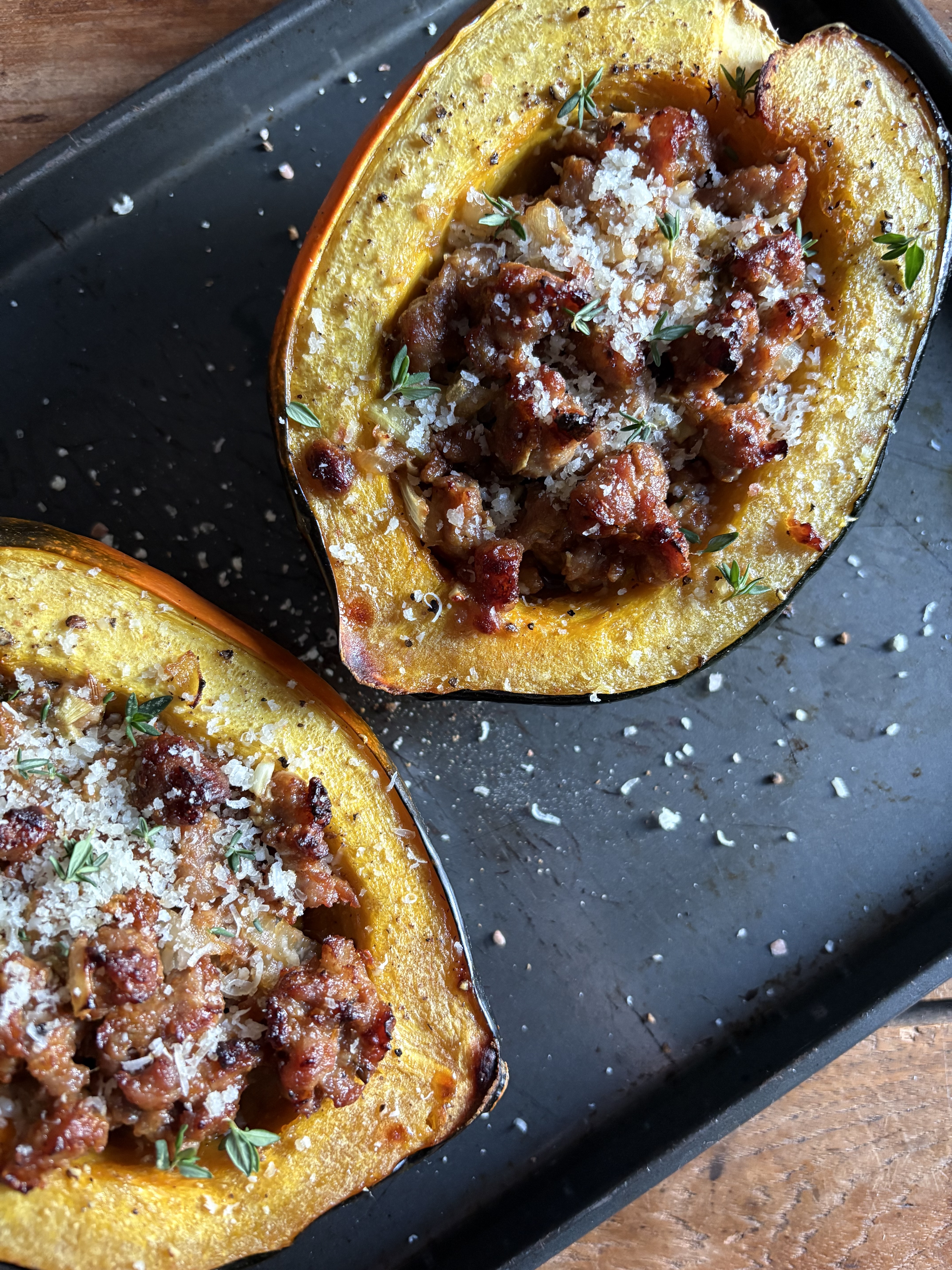 Sausage Stuffed Acorn Squash. - harvestandnourish.com