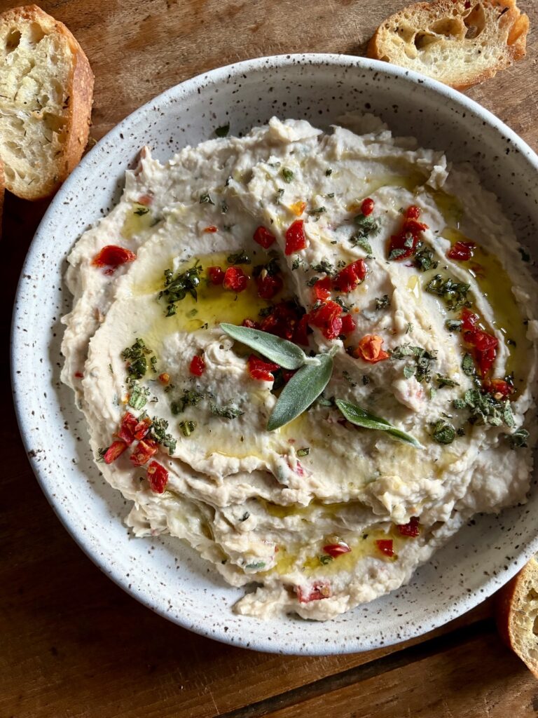Sundried Tomato and Sage White Bean Dip. - harvestandnourish.com