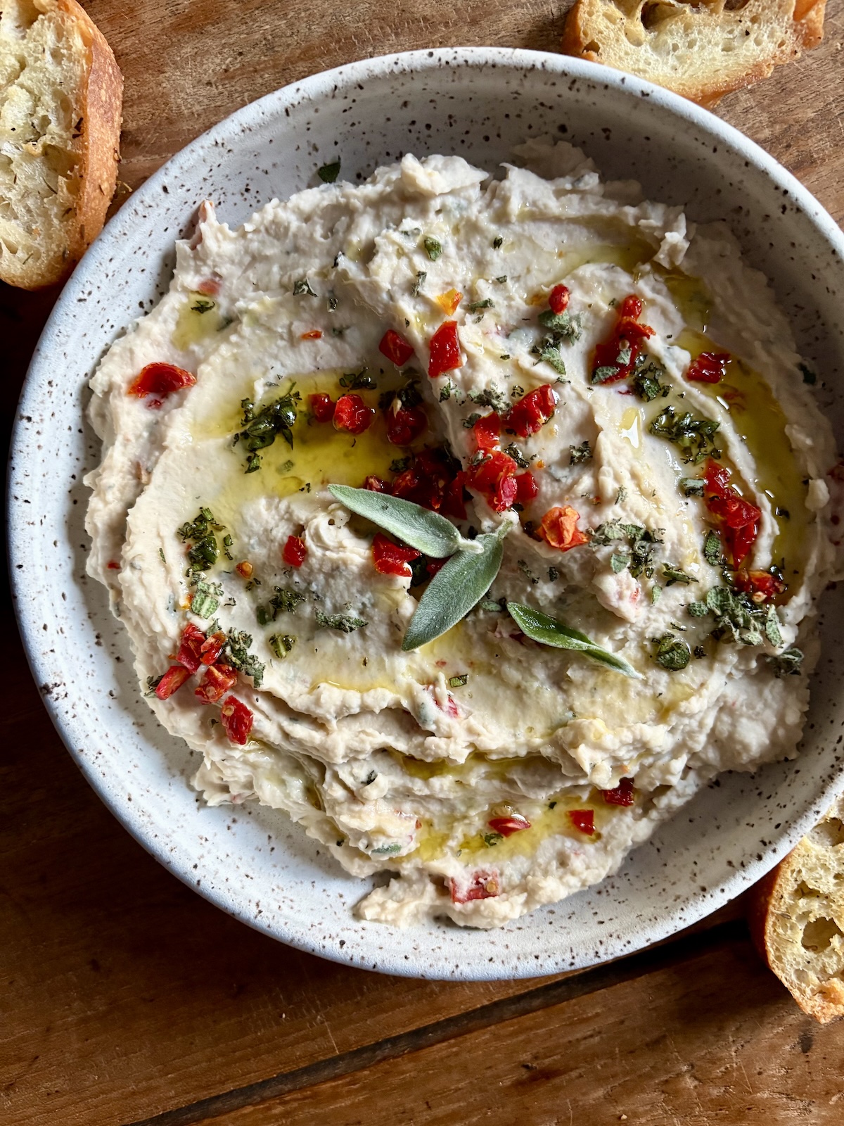 Sundried Tomato and Sage White Bean Dip. - harvestandnourish.com