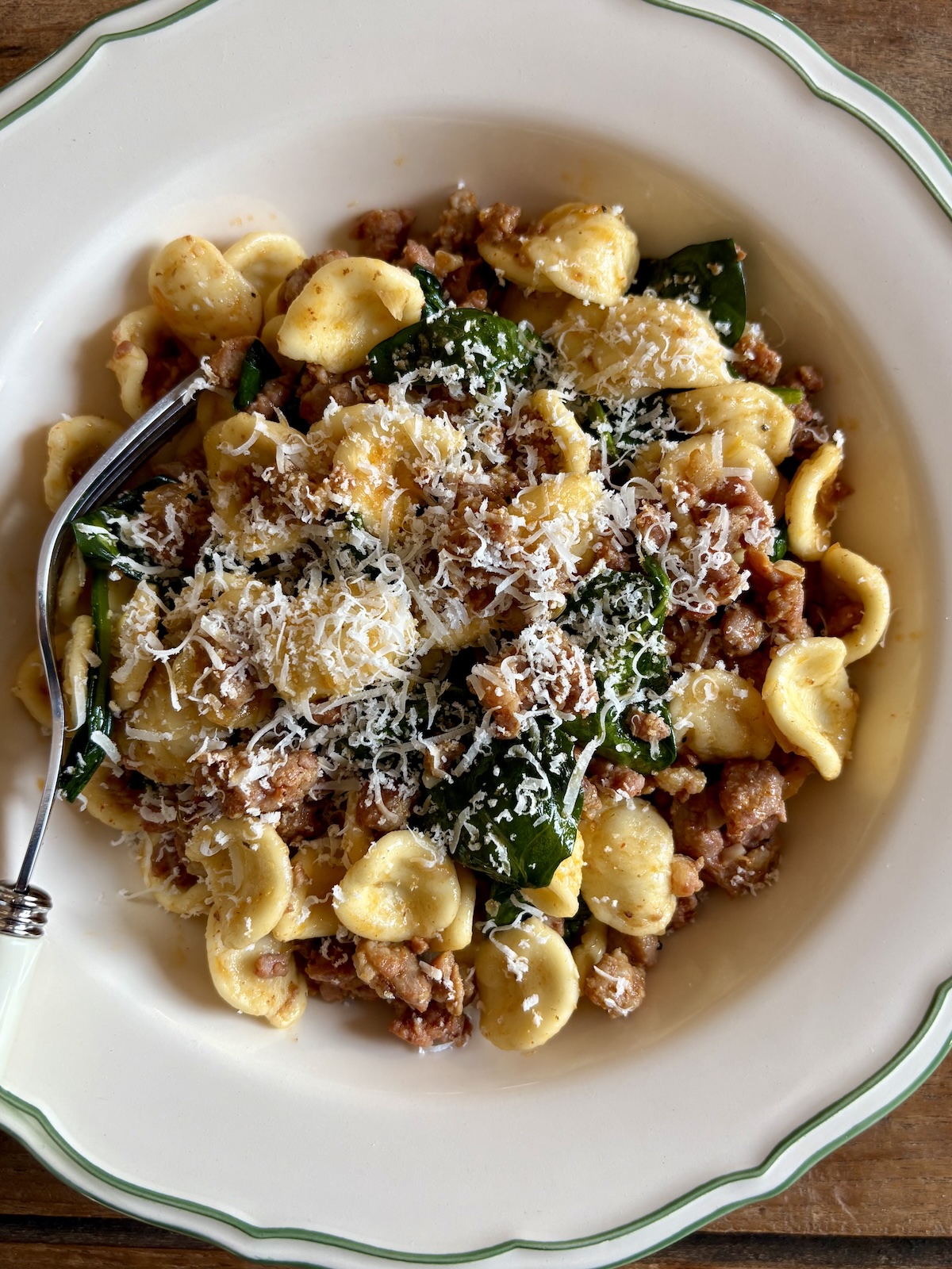 Orecchiette with Sausage and Spinach. - harvestandnourish.com
