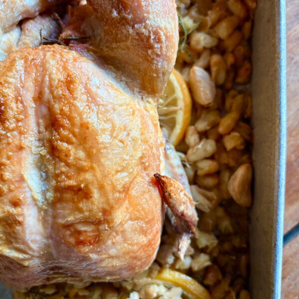Lemon Rosemary Roast Chicken and White Beans