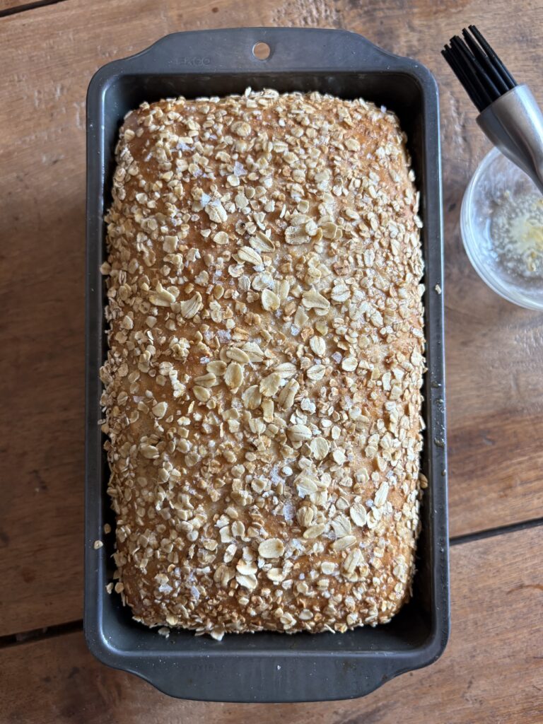 Salted Maple Honey Oat Toasting Loaf. - harvestandnourish.com