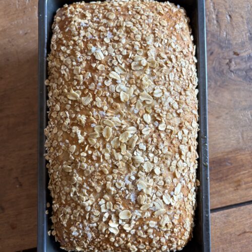 Salted Maple Honey Oat Toasting Loaf. - harvestandnourish.com
