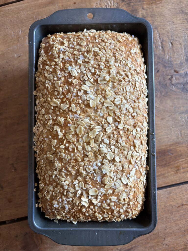 Salted Maple Honey Oat Toasting Loaf. - harvestandnourish.com