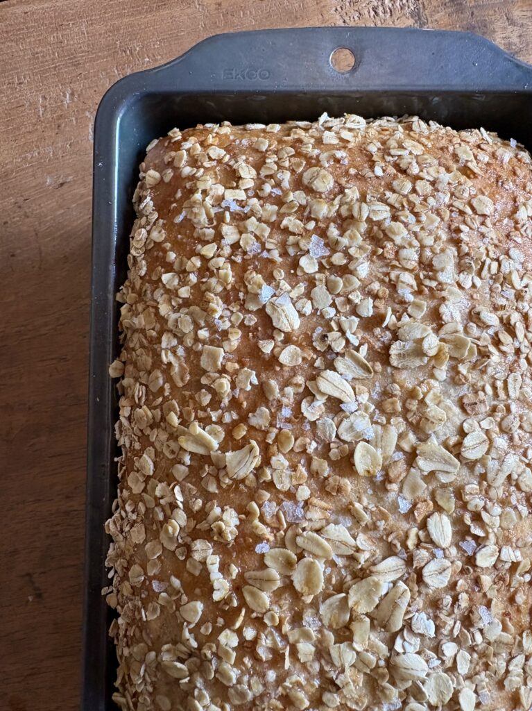 Salted Maple Honey Oat Toasting Loaf. - harvestandnourish.com